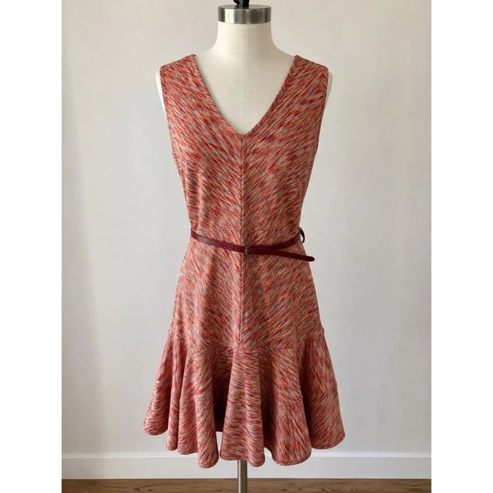 Rust Multicolor Striped Belted Ruffle Dress Size 6